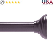 Decorative Tension Shower Curtain Rod Rust Resistant Steel Easy Install No Tools