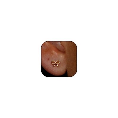 Gold Bow Earrings for Women 14K Gold Plated Flower Stud Earrings Dainty CZ  - 04