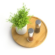 Lazy Susan Organizer Homerays 9 Inch Non-Skid Bamboo Lazy Susan for Kitchen R...