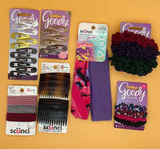 50 Piece New Old Stock Hair Accessories Lot HN Goody Scunci, Scrunchies, Clips