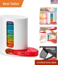 Travel-Friendly Weekly Pill Organizer - 7 Stackable Colors, 4 Daily Compartments