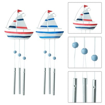2 Pcs Wooden Sailing Wind Chime Chimes Outdoor Beach Themed Bells