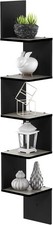 Furinno Rossi 5-Tier Corner Shelf (7.8 x 7.8 x 48.8), French Oak Grey/Black 