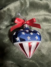 WATERFORD Heart of America Flag Christmas Ornament With Original Box B5 