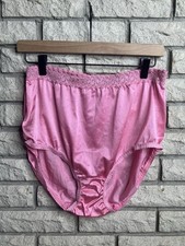 Pink K Satin Panties Hi Waist Sz 8 Second Skin Shiny Nylon Silky Vintage Vintage