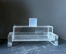 Vintage Mid Century Clear Lucite Butter Dish Geometric Covered Mcm Modern Tray Vintage Mid Century Clear Lucite Butter Dish Geometric Covered Mcm Modern Tray