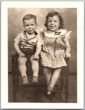 Vtg Snapshot Marcia Chuck Scherricker Kids Portrait Davenport IA 1940s