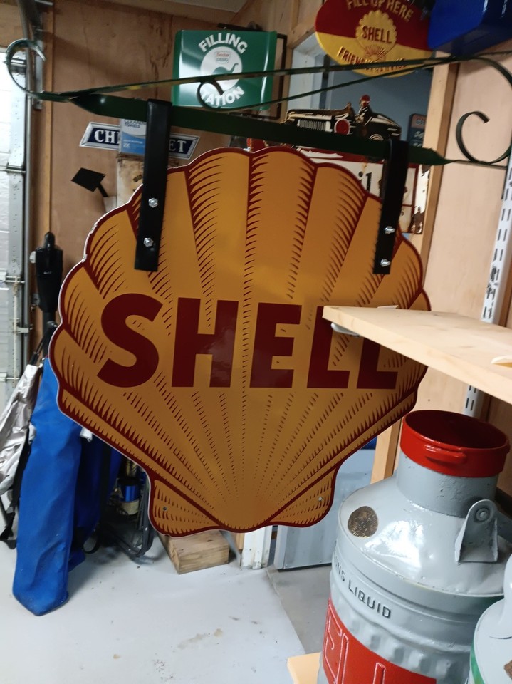RARE Vintage Double Sided Porcelain DSP Shell Clamshell Sign GAS OIL ...