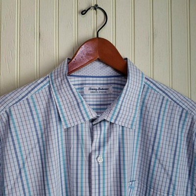 #ad Tommy Bahama Sarasota Stretch Shirt Mens XL Blue Plaid Long Sleeve Button Up $27.99