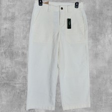 NWT LL Bean 207 Vintage Corduroy Pants High Rise Wide Leg Womens 4P Bone