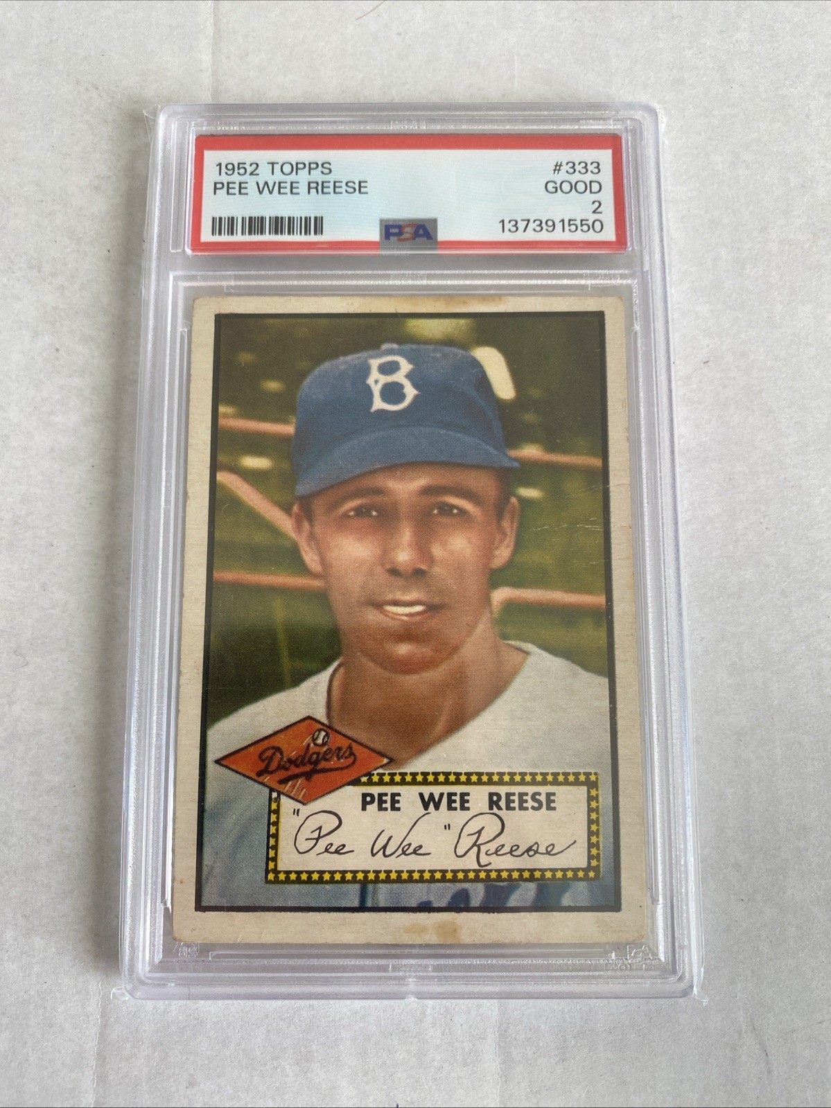 PEE WEE REESE PSA 2 1952 TOPPS BASEBALL #333 HIGH # NUMBER SERIES RARE DODGERS