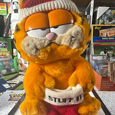Dakin Garfield Christmas Plush Stuffed Animal Stocking w/ Santa Hat 1981