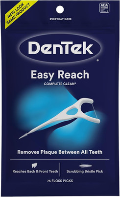 Complete Clean Easy Reach Floss Picks, No Break & No Shred Floss, 75 Count (Pack