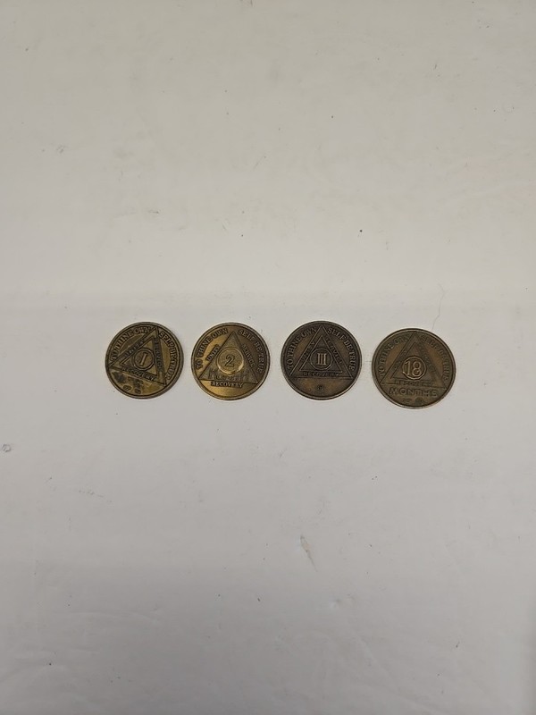 Lot of 4 Alcoholics Anonymous AA Recovery Sobriety Token Coins Chips NATIVE