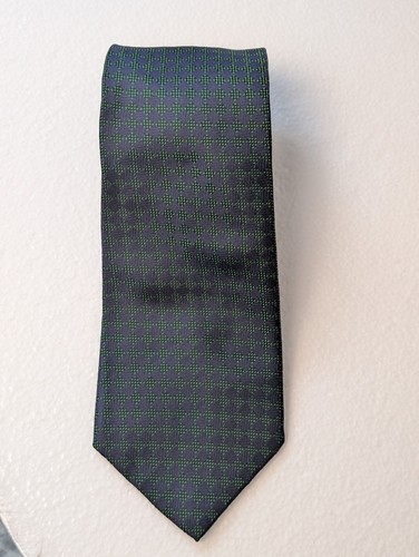 BARNEY'S NEW YORK MEN'S TIE BLUE GREEN GEOMETRIC PATTERN - Picture 2 of 7