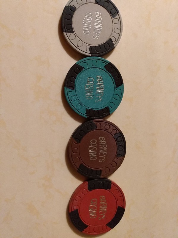 Set Of Four Barney's Casino Vintage Chips