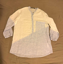 Zara Basic Damen Bluse Gr. M weiß/blau Leine...