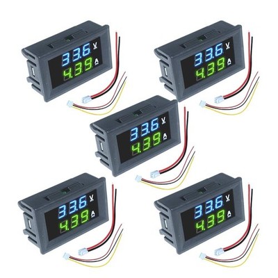 5PCS Waterproof Digital Voltmeter & Ammeter - Dual LED Display for Precision