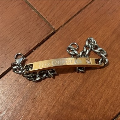Engraved Stainless Steel Curb Link ID Bracelet Silver/Gold Tone Lobster Clasp