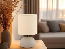 Brubaker Lampada Da Tavolo Hippo Ballerina – Base In Ceramica E Paralume In Tessuto, 43 Cm, Bianco/grigio