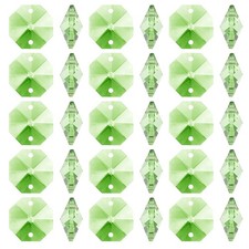 K9 Crystal Octagon Beads 2 Holes 100 Pack 14mm Chandelier Prisms, Light Green