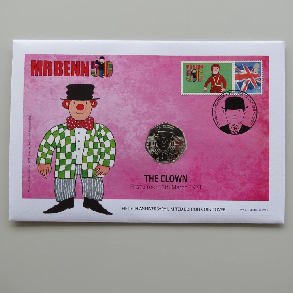 2021 Mr Benn 50th Anniversary 50p Coin Cover - The Clown