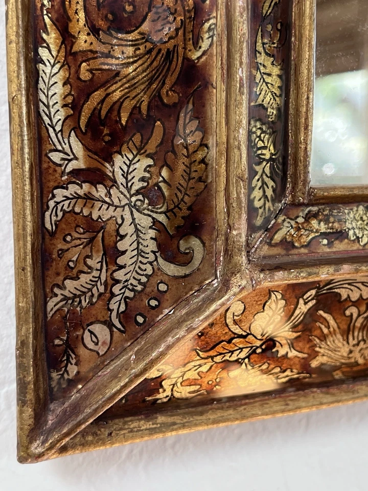 Редкие антикварные флорентийские зеркальные драконы и гротески Verre Églomisé примерно 1850–1880 гг. - Изображение 3 из 4