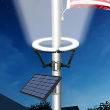 Flag Pole Light Solar Powered 4640 Lumens Brightest Flagpole Black 
