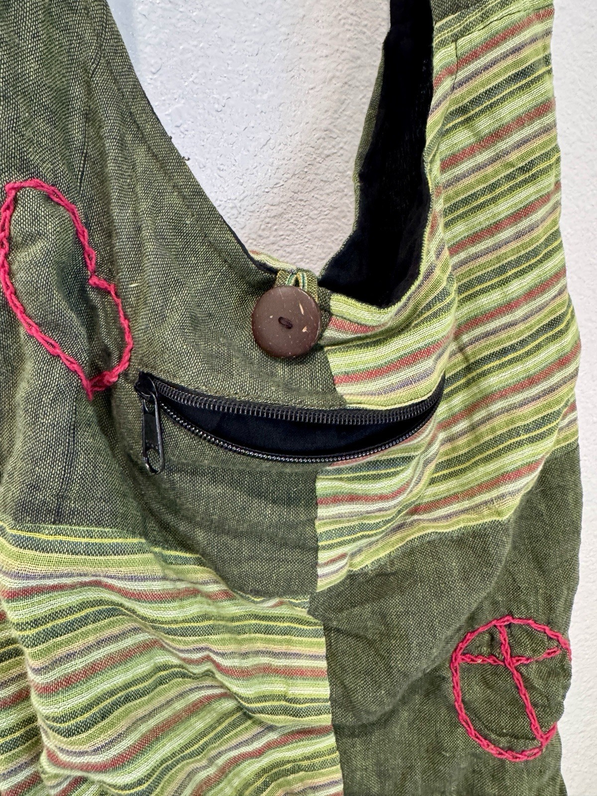 Green Red Cotton Patchwork Bohemian Crossbody Sho… - image 4