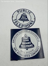 Local And Long Distance Public Telephone Bell System Signs Lot Of 2