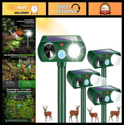 Solar Ultrasonic Deer Repellent Device - Sonic Fortress Pro Animal Deterrent