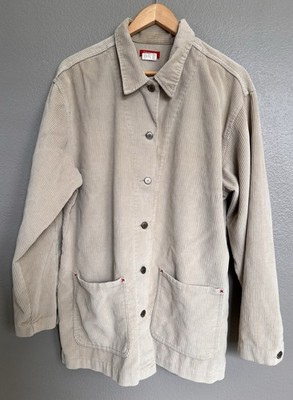 Vintage ESPRIT Y2K Barn Coat Jacket L Corduroy Tan Collared Buttons Pockets USA