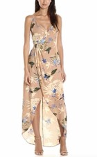ASTR The Label Carla Floral Print Wrap Midi Resort Feminine Boho Designer S