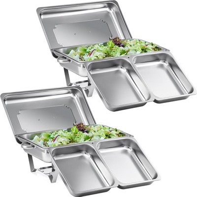 Chafing Dish Edelstahl Buffet-Set Warmhaltebehälter Speisenwärmer 2x1+4x1/2 GN