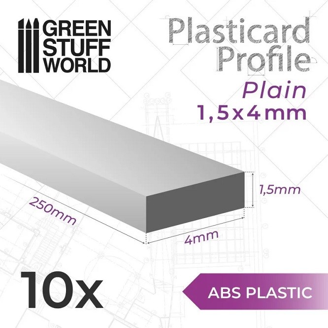 Green Stuff World GSW9122 ABS Plasticard Profile PLAIN 4mm - New