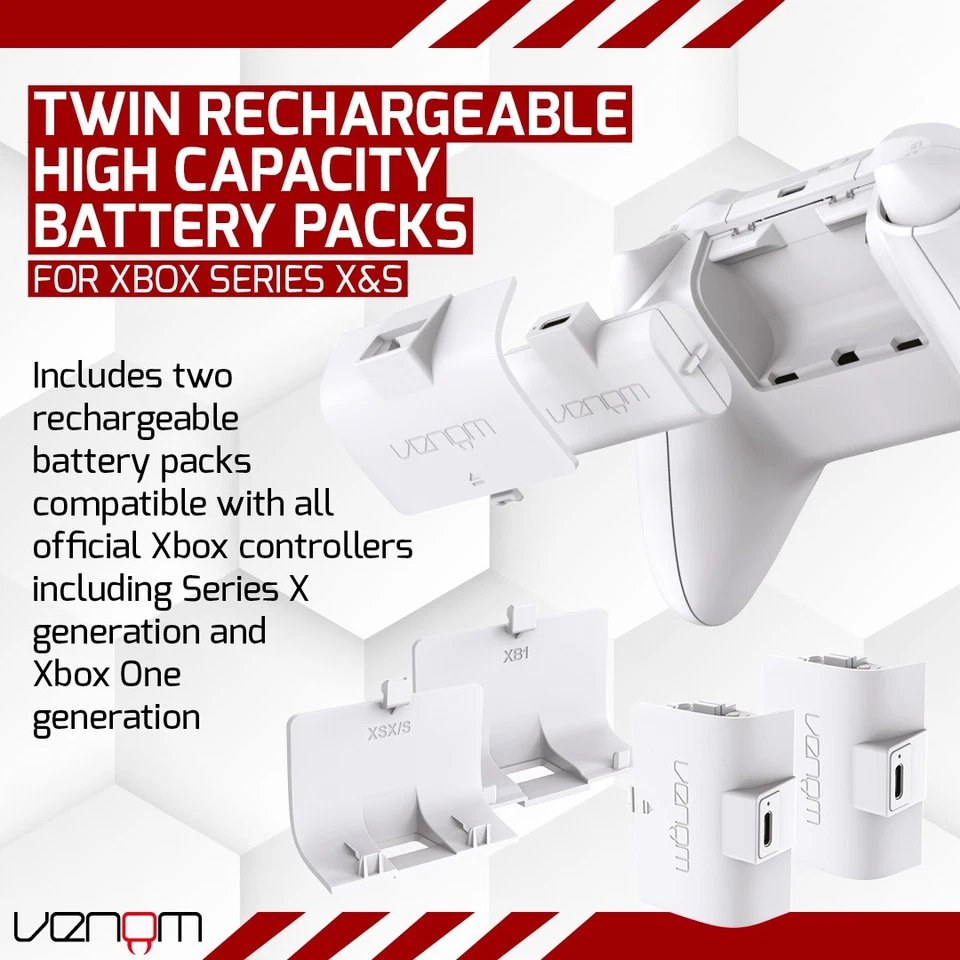 Rechargeable Battery Pack Xbox Series X S One 1100mAh High Capacity Venom - Image 2 of 4