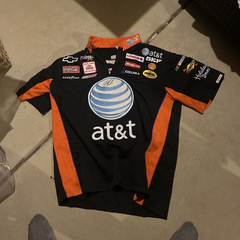 Jeff Burton Nascar  Racing Pit Crew Shirt Signed Race Worn USA L