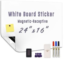 Magnetic Whiteboard Sticker - Adhesive Backing 24'' x 16'' Dry Erase Board fo...