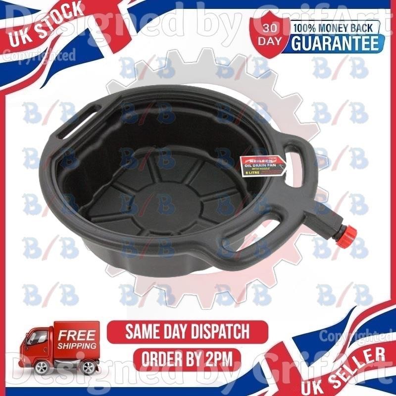 LARGE 8 LITRE OIL PAN MECHANICS DRAINER DRAINING TRAY BOWL COOLANT GEARBOX FUEL