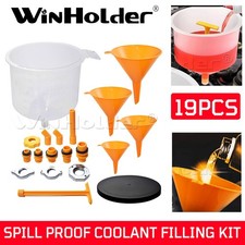 19pcs Spill Proof Radiator Coolant Filling Funnel Kit Cooling System Fluid Oil