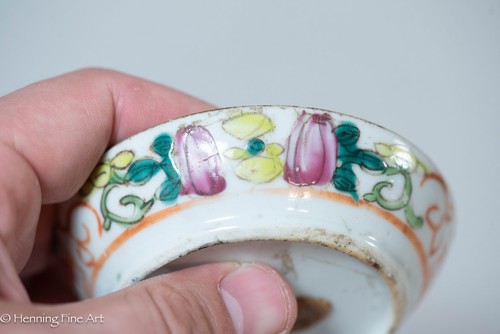 Beautiful Antique Chinese Famille Rose Porcelain Paste Box 3.5" Partial Wax Seal - Picture 9 of 10