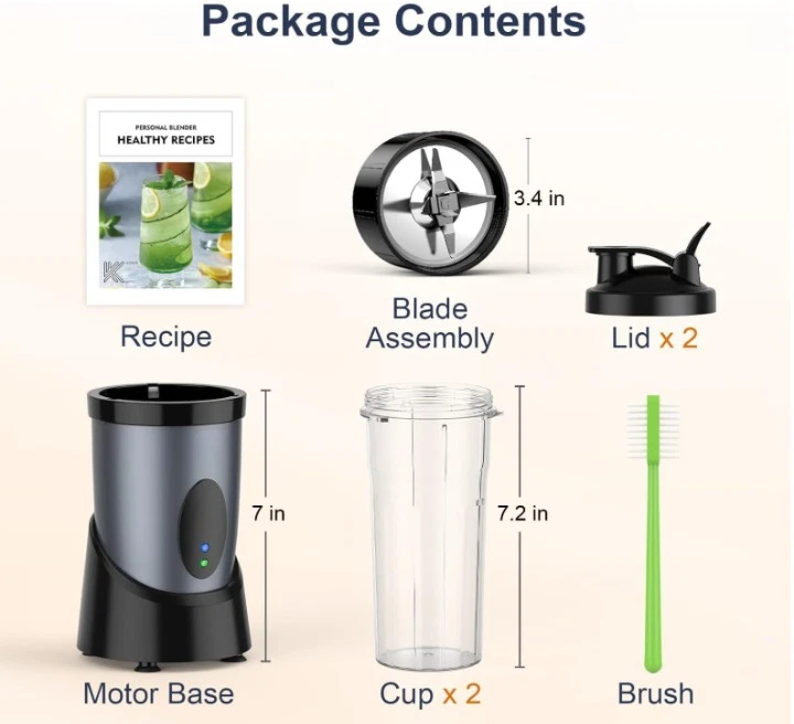 Licuadora personal 900 W para batidos con 2 vasos portáteis sin BPA 22 oz, Novo - Imagem 2 de 4