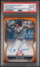 2023 Bowman Draft Roc Riggio Chrome Auto Orange Wave Refractor 1st 25/25 PSA 10