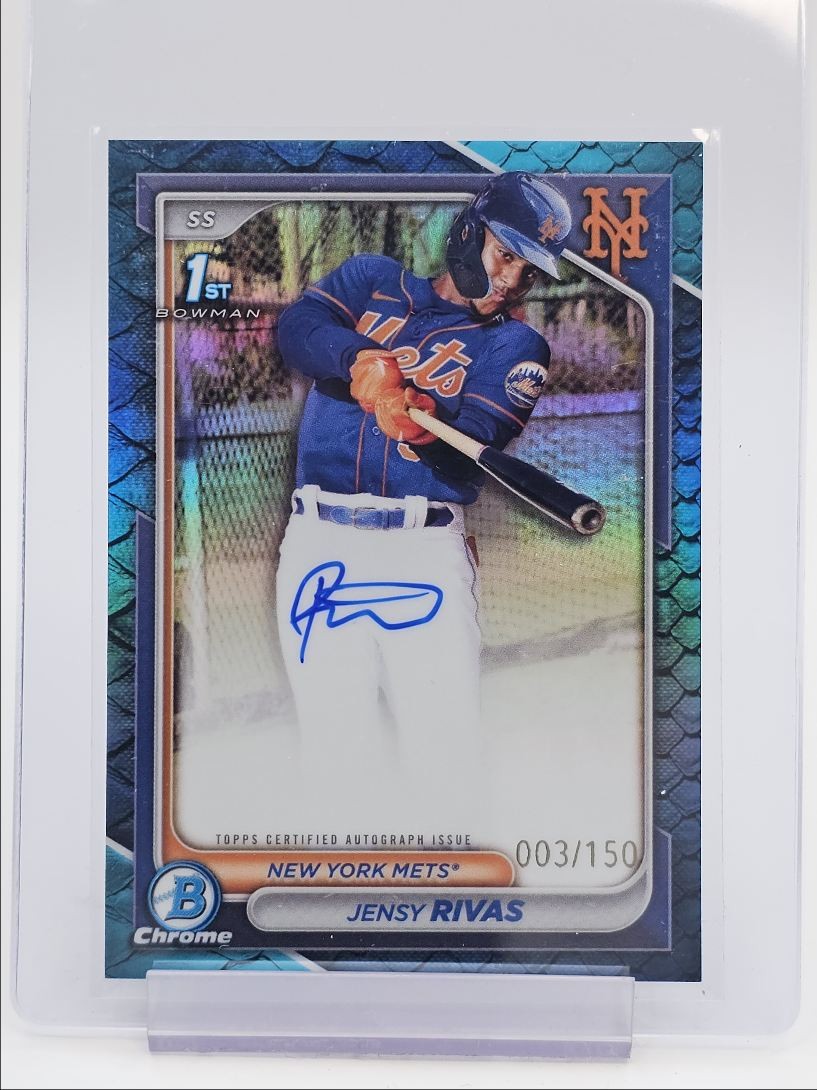 JENSY RIVAS 2024 BOWMAN CHROME 1ST AUTOGRAPH BLUE REPTILIAN AUTO /150 Q2754