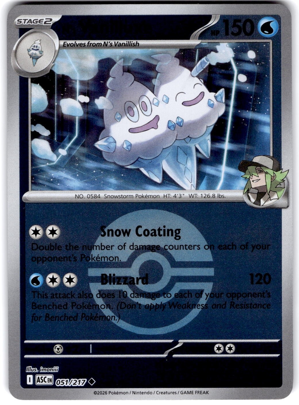 Pokemon N's Vanilluxe ASC 51/217 Pokeball Holo Near Mint English