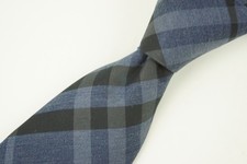 Burberry London England Denim Blue Black Nova Check Silk Blend Tie Italy NEW