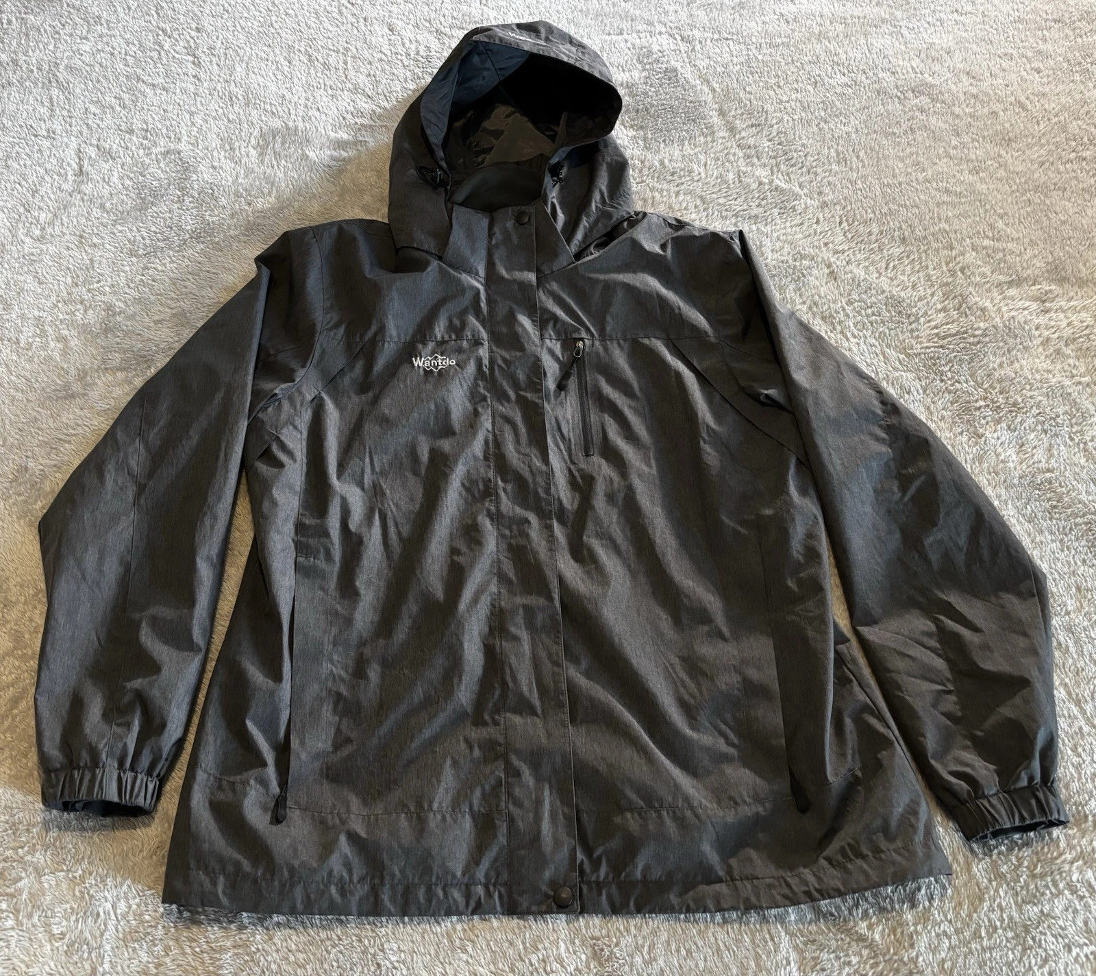 Wantdo Mens XL Waterproof Ski Wind Jacket Hooded Coat Lined Black