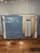 Mainstays Home White Jumbo Dress Bag full length zipper for easier acess New