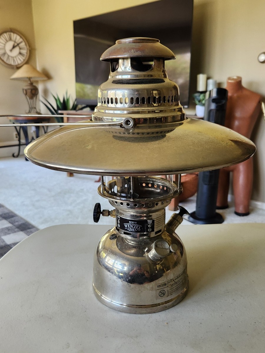 WENZEL 1887 Pressure LANTERN Nickel Plated Kerosene #823018 Globe
