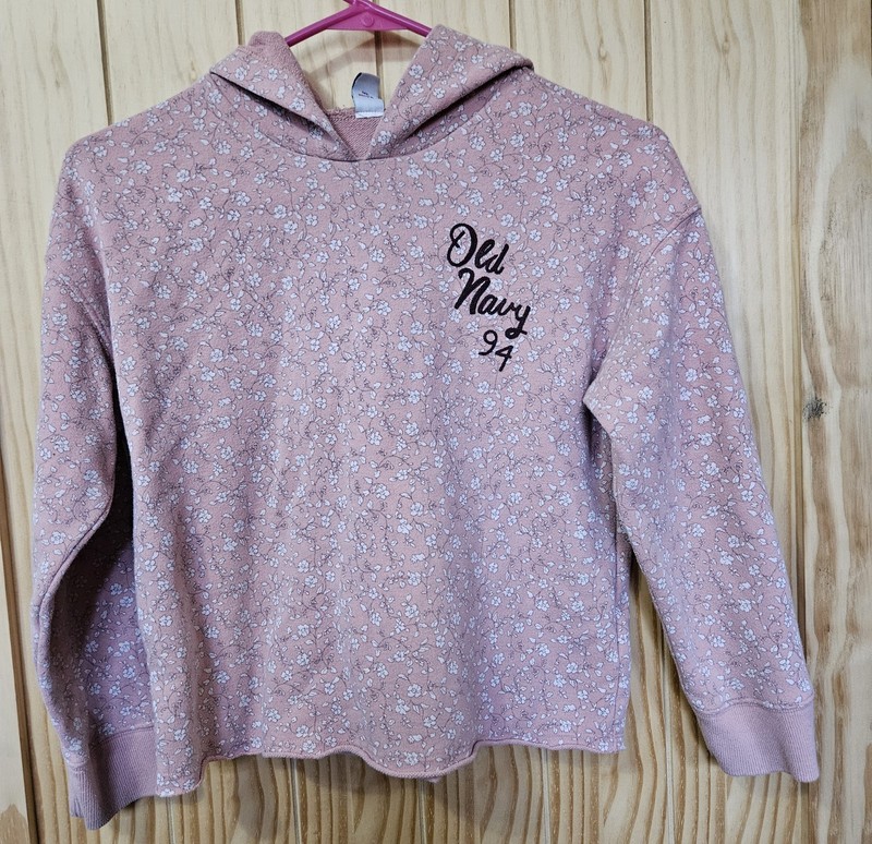 Girls Size 10/12 Pink Floral Old Navy Hooded Sweatshirt